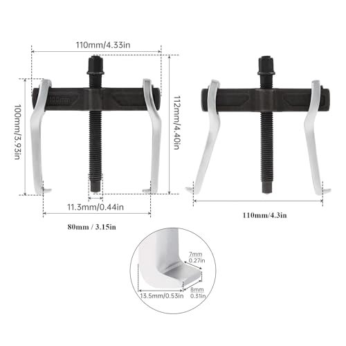 ChgImposs 4 Inch CR-V 2-Jaw Gear Puller, Adjustable Bearing Puller Gears, Reversible Removal Tool for External Internal Pulling, Single Hook Two Claws Puller Tool Separate Lifting Device