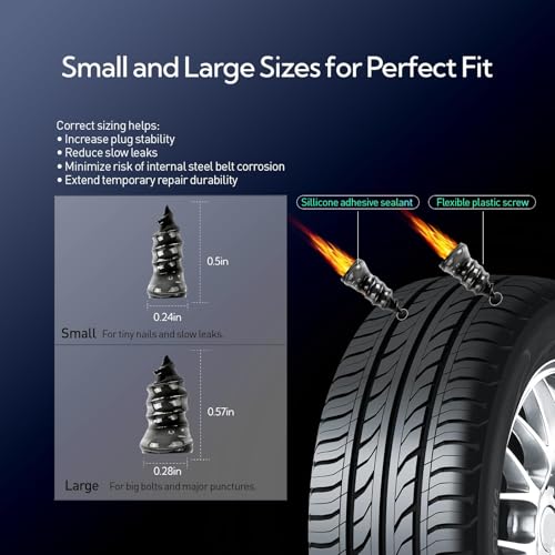 Tire Repair Glue Kit 20ml + 10pcs 2-Size Rubber Nail Plug, Fast Drying Waterproof Black Rubber Cement, Heavy Duty Emergency Tire Repair for Car Motorcycle SUV Truck ATV Tractor - style: 10ml×2 + 10 nails