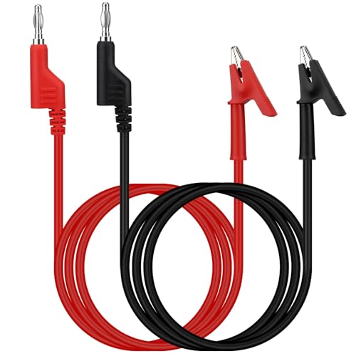 SWANLAKE 2-Piece Banana Plug to Alligator Clip Test Leads, 1000V 15A 3.5ft/1M Multimeter Electrical Alligator Clips, Flexible Copper Cable Banana Plug, Electrical Wires with Gator Clips - color: 2PCS Banana-to-Alligator Red&Black