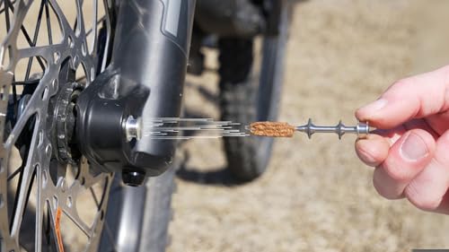 Every Rider's Must Axle Held Tire Plug MTB Tubeless Tire Repair Kit - Bike Tire Plug Tool Stores in Front Thru-Axle - Fast Tire Plugging Kit - Stainless Steel - 5 Plugs - USA