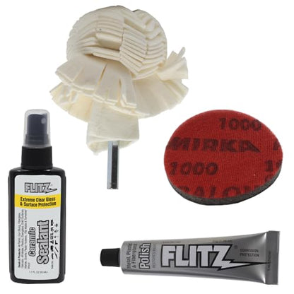 Flitz Car Headlight Restoration Kit - USA-Made Headlight Cleaner and Restorer Kit - Includes 1.7oz Polish, 1.7oz Sealant, 3" Buff Ball, and Scuff Pad - Removes Scratches & Yellowing on Automotive Lens