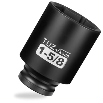 1/2 Inch Drive 1-5/8 Inch Deep SAE 6 Point CR-MO Impact Socket | Radius Corner Design,Square Chamfered Opening,Axle Nut Impact Grade Socket for Easy Removal - size: 1/2” Drive 1-5/8 Deep, style: 1/2" Drive Deep Socket