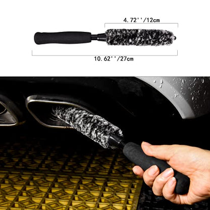 Metal Free Soft Wheel Cleaner Brush, Synthetic Wool Rim Cleaning Brush, Highly Water Absorption, Dense and Durable Tire Brush for Cleaning Wheels, Rims, Spokes, Fenders, Engines… - color: Gray