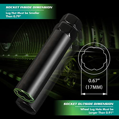 AUTOPTIM 6 Spline Lug Nuts Socket Key - 17mm Hex Socket for Small Diameter Lug Nuts (M12X1.5 M12x1.25 1/2" x20) 6 Point Tuner Key Tool 1pc - color: Black, size: 6 Spline, style: 1 Pcs