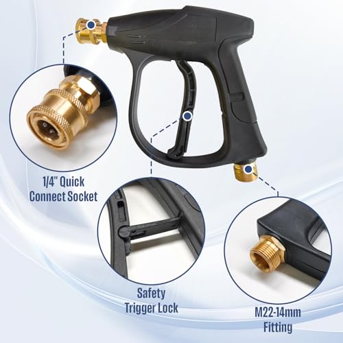 Foam Cannon Dual Connector for Pressure Washer | Double Tip Attachment for Soap Cannon, Pressure Washer Gun and 7 Power Washer Sprayer Nozzles Tips for Car Wash Kit