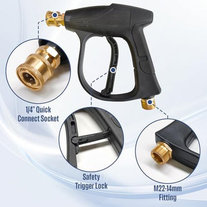 Foam Cannon Dual Connector for Pressure Washer | Double Tip Attachment for Soap Cannon, Pressure Washer Gun and 7 Power Washer Sprayer Nozzles Tips for Car Wash Kit