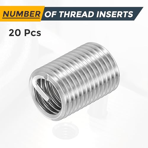 HARFINGTON 20pcs Wire Thread Repair Inserts M8 x 1.25 x 3D (24mm) Metric 304H Stainless Steel Helical Coiled Wire Screw Threaded Sleeve Sheath for Automotive Repairs - size: M8 x 1.25 x 3D