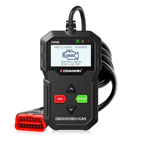 KONNWEI KW590 OBD2 Diagnostic Tool – Battery Tester, Full OBDII Functions Code Reader, Engine Fault Code Scanner, Check Engine Light Reset, Universal Car OBD2 Scanner,or Vehicles 1996 & Newer