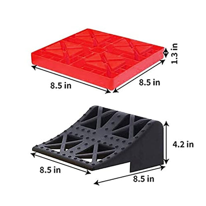Homeon Wheels 10 Packs Rv Camper Leveling Blocks, Chocks Anti-Slip Pads Design Include One Wheel Chock and Carrying Bag for Camper Travel Trailer - color: Black+Red