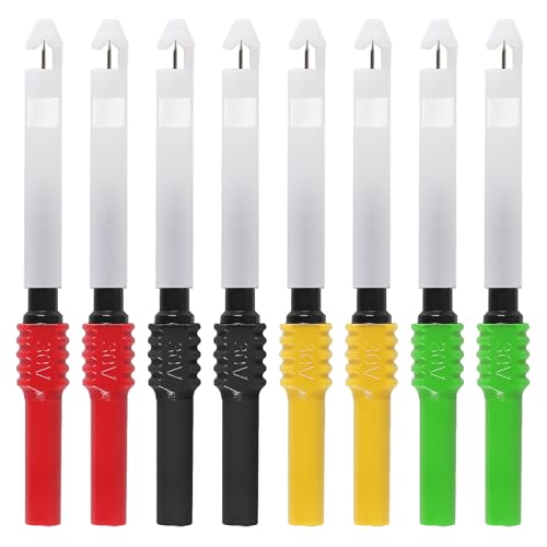 8pcs Wire Piercing Probe Kit, 0.7mm Piercing Clip Test Probe Pins, Non-Destructive Insulation Wire Piercing Needle for Banana Socket Plug Car Tester