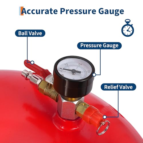 20 Gallon Waste Oil Drain Tank Portable Air Operated Oil Drainer with Adjustable Funnel Height 38-65 Inches 15 Inch Funnel Fluid Fuel Transfer Drain Container with 360 Degree Wheels and Toolbox Red