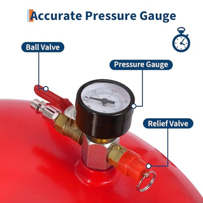 20 Gallon Waste Oil Drain Tank Portable Air Operated Oil Drainer with Adjustable Funnel Height 38-65 Inches 15 Inch Funnel Fluid Fuel Transfer Drain Container with 360 Degree Wheels and Toolbox Red
