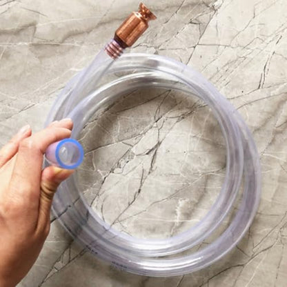 SOLUSTRE Gasoline Siphon Hose Kit with 3 Meter Transfer Hose and Copper Fittings, Automatic Oil and Water Pump for Car Fluid Extraction and Fuel Transfer