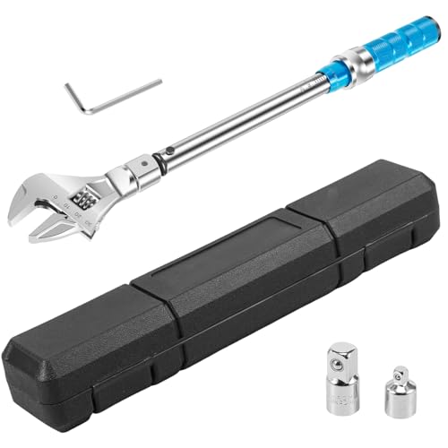 Open End Torque Wrench, 5 to 60 Nm Adjustable Open End Torque Wrench Set with Changeable Head and Click Safe Torque Wrench Tool, Professional Torque Wrench Spanner for Refrigeration System