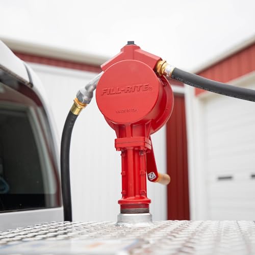 Fill-Rite FR112 Fuel Transfer Rotary Hand Pump w/Discharge Hose, Straight Spout, Vacuum Breaker, & Suction Pipe - style: Rotary Pump w/Accessories
