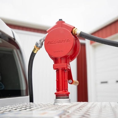 Fill-Rite FR112 Fuel Transfer Rotary Hand Pump w/Discharge Hose, Straight Spout, Vacuum Breaker, & Suction Pipe - style: Rotary Pump w/Accessories