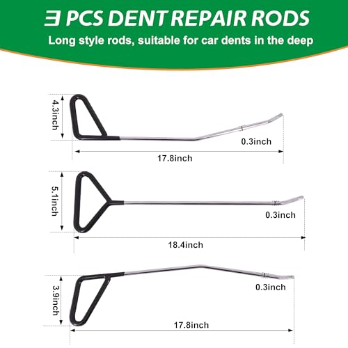 Dent Repair Tools 3 Pieces of Dent Removal Rods with Awl Head Paintless Dent Removal Kit Car Auto Body Dent Removal of Hail Dents and Door Ding (3 PCS Rod 20 PCS Pen) - style: 23PCS
