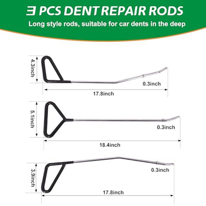 Dent Repair Tools 3 Pieces of Dent Removal Rods with Awl Head Paintless Dent Removal Kit Car Auto Body Dent Removal of Hail Dents and Door Ding (3 PCS Rod 20 PCS Pen) - style: 23PCS