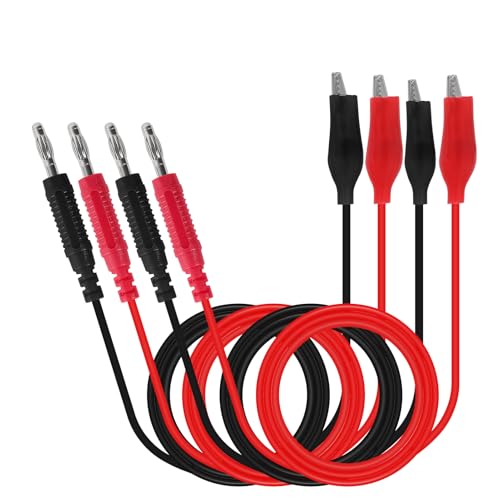 2Pack 4mm Banana Plug to Alligator Clip Test Leads 1 Meter Heavy-Duty Copper Flexible Jumper Wire for Electronics Testing - color: 2set banana to alligator clip