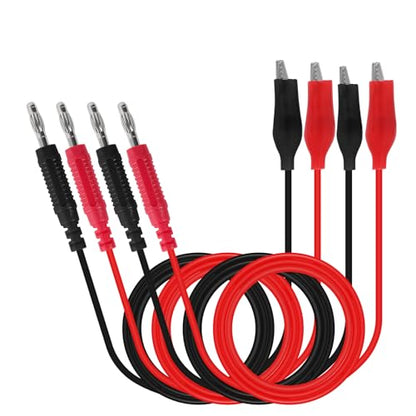 2Pack 4mm Banana Plug to Alligator Clip Test Leads 1 Meter Heavy-Duty Copper Flexible Jumper Wire for Electronics Testing - color: 2set banana to alligator clip