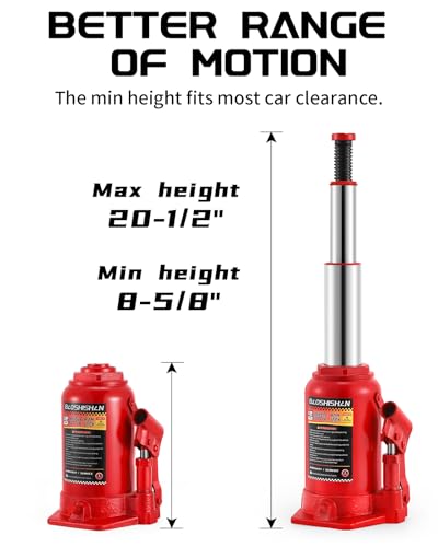 BAOSHISHAN 12 Ton Double Ram Bottle Jack, 8.7" to 20.5" Lift Range | Heavy-Duty Hydraulic Lifting, Welded Steel Frame, Built-in Safety Valve, for SUV Truck RV - size: 12 Ton without Case