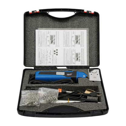 2 in 1 Plastic Welder Kit 100W Hot Stapler for Bumper Repair 800°F (Blue) | Car Bumpers Kayaks Toolboxes Welding Repair Kit, Includes 400 Staples, Mesh, Rods, Smoother, Brush - color: Blue