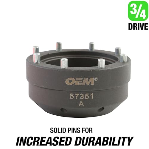 OEMTOOLS 57351 8 and Toyota 4 Pin Hub Locknut Socket, Removes and Installs Locknuts on Tacoma, 4Runner, and T100 4WD, Sequoia, and Tundra 2WD, 1/2 and 3/4 Inch Drive, Solid Pin Design - size: 2-Piece Set