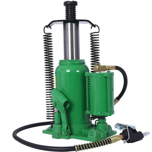 20 Ton Air Hydraulic Bottle Jack, Professional Lifting Jack for Heavy Machinery & Large Trucks, 10.2-19.7 Inch Height Range with Extendable Screw(Green) - color: Green, size: 20 Ton