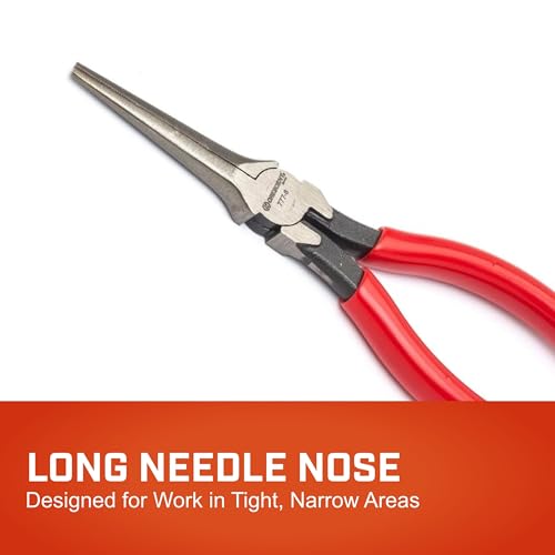 Crescent 7" Long Needle Nose Pliers - Designed for Wire Bending, Gripping & Twisting - Long Reach Pliers with Dipped Handle Grips - Electrician Tool - 7777CVN