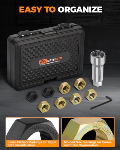 10 Piece Axle Spindle Rethreading Tool Kit | Axle Rethread Repair Kit, 8 Dies (M20 M22 M24 & 3/4" 13/16" UNEF), Extension Bar Axle Spindle Thread Chaser Set - color: 10-Piece
