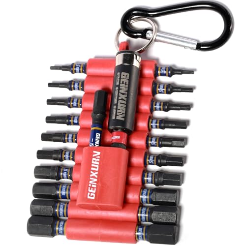 Geinxurn Impact Hex Screwdriver Bits Set,22 Pieces Magnetic SAE S2 Steel Multi Driver Bit Tips with Bit Holder and Storage Organizer - color: Hex-s, size: 1''/2''-22PCS