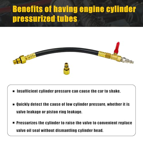 3mirrors Engine Air Valve Holder Pressure Pipe M10 M12 M14 M18 Thread to 1/4 NPT w/Ball Valve, Cylinder Leakage Testing Tool for Most LS Engine Compatible with Mustang Ford GM
