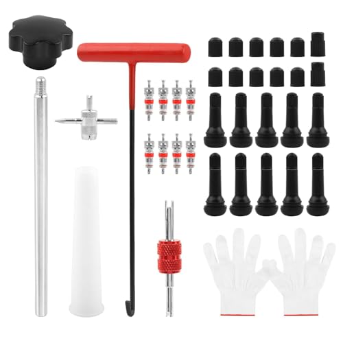 54PCS Tire Valve Stem Repair Tool, Quick Change Valve Stem Installation Tool Without Tire Removal, with TR413 TR414 Stems and Cores, for Cars Motorcycles ATVs Tubeless Tires