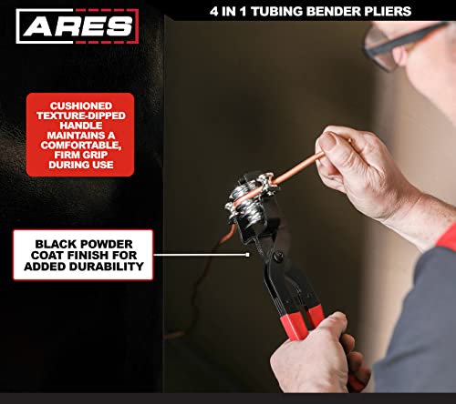 ARES 10023-4-in-1 Quick Change Tubing Bender Pliers - Easily Make 90 Degree Bends in Brass, Copper, Steel, Stainless and Aluminum - Works for 3/16-Inch, 1/4-Inch, 5/16-Inch, and 3/8-Inch Tubing - size: 4-in-1 Quick Change Tubing Bender Pliers