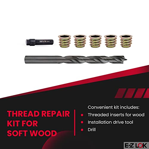 E-Z LOK-901050 Hex Threaded Insert Installation Kit for Soft Wood - Flanged - M10-1.5 x 13mm - size: M10-1.5 x 13mm, style: Flanged