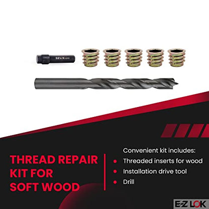 E-Z LOK-901050 Hex Threaded Insert Installation Kit for Soft Wood - Flanged - M10-1.5 x 13mm - size: M10-1.5 x 13mm, style: Flanged