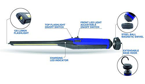 Astro Pneumatic Tool 65SL 650 Lumen Rechargeable LED Slim Light W/Top Flashlight