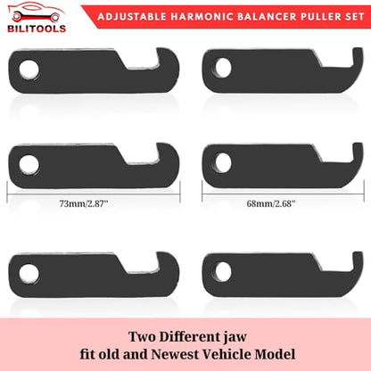 BILITOOLS Adjustable 3-Jaw Harmonic Balancer Puller and Holding Tool Set | 45# Steel Removal Kit with Balancer Holder, 4 Forcing Rods, Forcing Screw and Case for Chevy, GM, Chrysler and Ford Engines - size: Full-Size