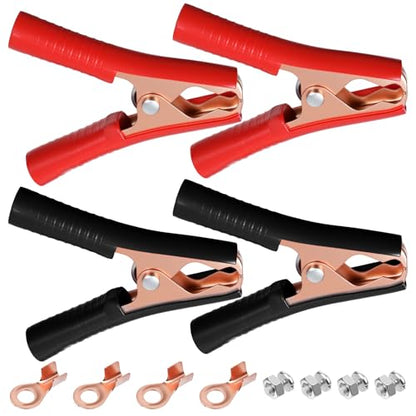 Battery Charger Clamps, 100A Insulated Battery Cable Clamps, Heavy Duty Alligator Clips Replacement, Metal Spring Loaded Jumper Clip for Car Automotive Vehicle Boat Charging and Testing Batteries