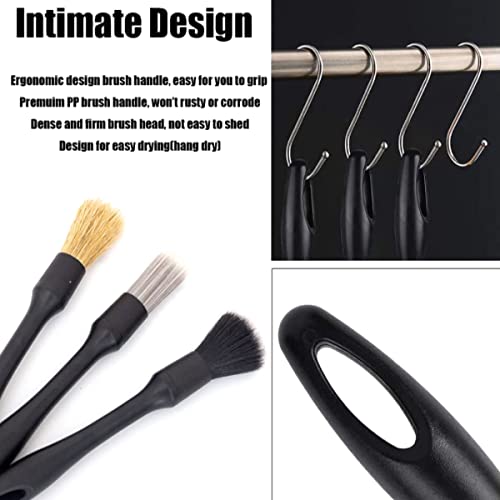 Car Detailing Brushes Set,Multi-Purpose Car Detailing Brushes,Boar Hair Detail Brush,Car Detail Cleaning Tool,Car Detailing Brush for Cleaning Dashboard,Air Vents,Car Interior Wheels Emblems (3pcs)