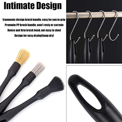 Car Detailing Brushes Set,Multi-Purpose Car Detailing Brushes,Boar Hair Detail Brush,Car Detail Cleaning Tool,Car Detailing Brush for Cleaning Dashboard,Air Vents,Car Interior Wheels Emblems (3pcs)