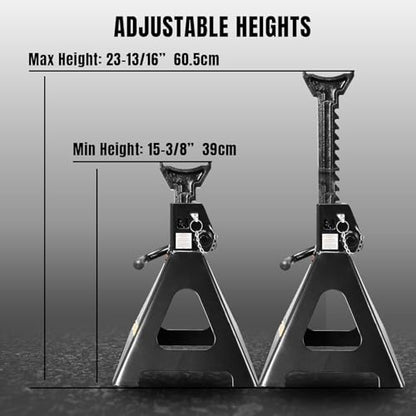 Big RED AT46002ABR Torin Double Locking Steel Jack Stands, 2 Pack, 6 Ton (12,000 lb), Black - color: Black, size: 6 ton, style: Double Locking