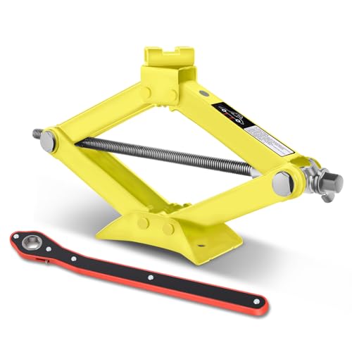 PM PERFORMOTOR 2 Tons(4,409 lbs) Scissor Lift Jack with Labor-Saving Ratchet Wrench for Most Cars,3.85'' - 17.4'' Lifting Range, Yellow,PM-TOL-SJ20-YL - color: Yellow, size: 2 Ton