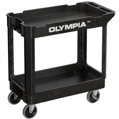 Olympia Tools 87-884-917 Indoor Outdoor Heavy Duty Rolling Utility Cart with 2 Shelves and 500 Pound Capacity for Home, Industrial, Retail, and Commercial Use, Black - size: 500 Lb