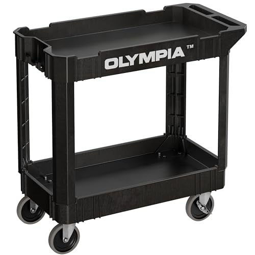 Olympia Tools 87-884-917 Indoor Outdoor Heavy Duty Rolling Utility Cart with 2 Shelves and 500 Pound Capacity for Home, Industrial, Retail, and Commercial Use, Black - size: 500 Lb