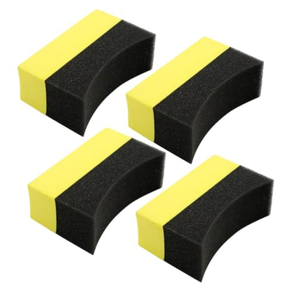 Car Tire Applicator Dressing Shine Sponge, 4PCS Vehicle Contour Wheel Wax Buffing Applicator Pads, Auto Tire Shine Detailing Cleaning Sponge Tool, Universal for SUV RV Truck
