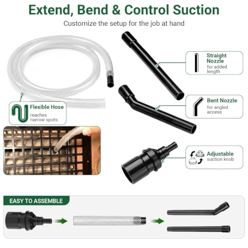 EZ SPARES 1-1/4" Micro Crevice Kit, Keyboard Car Vent Tools with Bag | Boosts suction in tight gaps and corners. Great for wood dust, pet hair, keyboard, car vents. Storage pouch included.