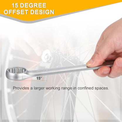 HARFINGTON 2Pcs Metric Combination Wrench 6mm Open End & 15-Degree Offset 12-Point Box End Chrome Vanadium Steel Industrial Grade Double Ended Wrenches Spanners Tools - size: 6mm