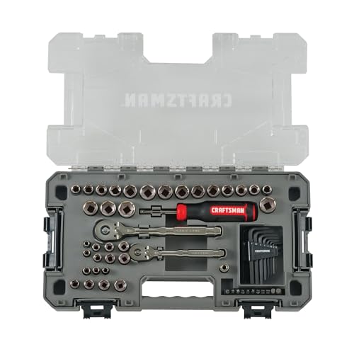 CRAFTSMAN OVERDRIVE 64-Piece Gunmetal Chrome Mechanics Tool Set, Standard SAE/Metric Socket Set, with Hard Case (CMMT99064)