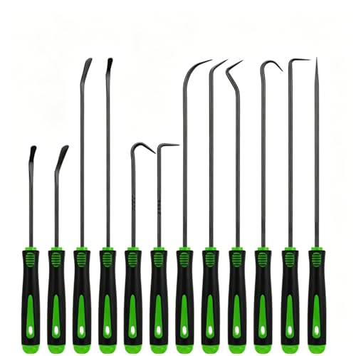 12 Pcs Pick and Hook Tools Set, Automotive Pick Tool Set with Non-Slip Grip, Long and Short Automotive Picks Sets for Auto Oil Seal/O-Ring Gasket Removal Remover, Car Repair and DIY Use